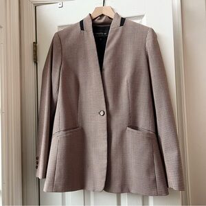 Lafayette 148 New York Houndstooth Blazer Brown Tan Size 8